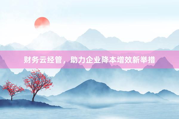 财务云经管，助力企业降本增效新举措