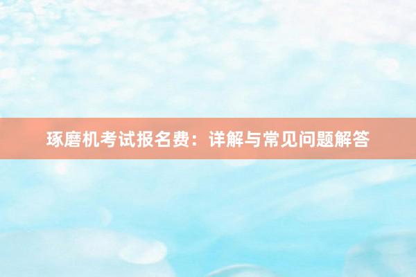 琢磨机考试报名费：详解与常见问题解答
